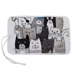 Cute Cat Hand Drawn Cartoon Style Pen Storage Case (l)