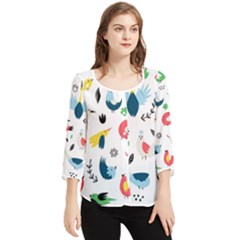 Vector-set-isolates-with-cute-birds-scandinavian-style Chiffon Quarter Sleeve Blouse by Jancukart