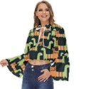 Seamless-pattern-with-cats Boho Long Bell Sleeve Top View2