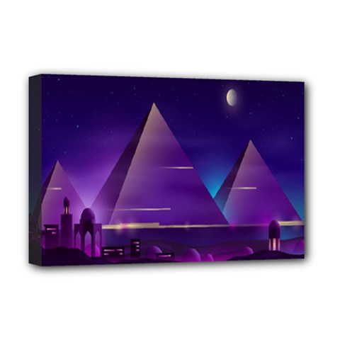 Egyptian-pyramids-night-landscape-cartoon Deluxe Canvas 18  X 12  (stretched)