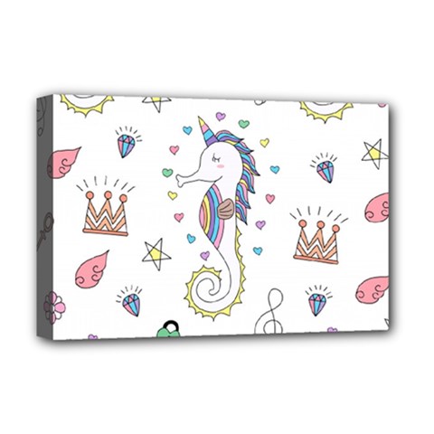 Seamless-pattern-cute-unicorn-cartoon-hand-drawn Deluxe Canvas 18  X 12  (stretched)