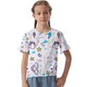 Unicorns-rainbows-seamless-pattern Kids  Cuff Sleeve Scrunch Bottom Tee View1