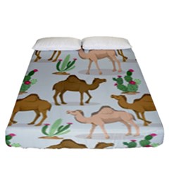 Camels-cactus-desert-pattern Fitted Sheet (california King Size)