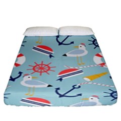 Nautical-marine-symbols-seamless-pattern Fitted Sheet (king Size)