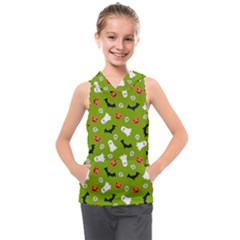 Pattern Seamless Halloween Fall Kids  Sleeveless Hoodie by Wegoenart