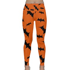 Halloween Card With Bats Flying Pattern Lightweight Velour Classic Yoga Leggings by Wegoenart