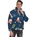 Seamless Pattern With Funny Alien Cat Galaxy Men s Puffer Bubble Jacket Coat View3