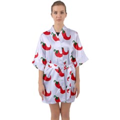 Small Peppers Half Sleeve Satin Kimono  by ConteMonfrey