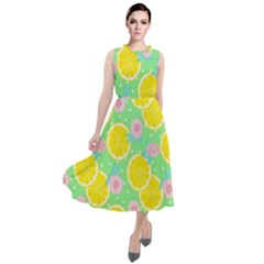 Green Lemons Round Neck Boho Dress by ConteMonfrey