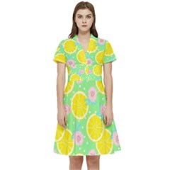 Green Lemons Short Sleeve Waist Detail Dress by ConteMonfrey