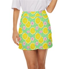 Green Lemons Mini Front Wrap Skirt by ConteMonfrey