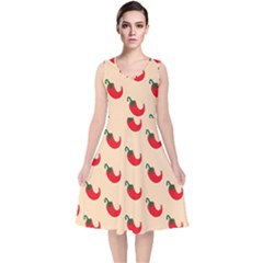 Small Mini Peppers Pink V-neck Midi Sleeveless Dress  by ConteMonfrey