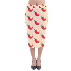 Small Mini Peppers Pink Velvet Midi Pencil Skirt by ConteMonfrey