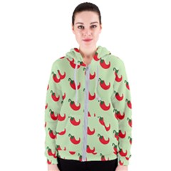 Small Mini Peppers Green Women s Zipper Hoodie by ConteMonfrey