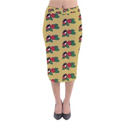 Guarana Fruit Brown Velvet Midi Pencil Skirt by ConteMonfrey