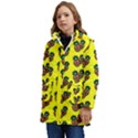 Yellow Background Pineapples Kid s Hooded Longline Puffer Jacket View3