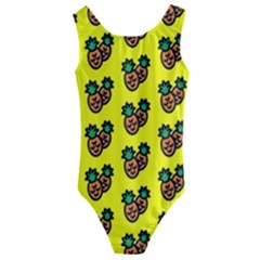 Yellow Background Pineapples Kids  Cut-out Back One Piece Swimsuit by ConteMonfrey