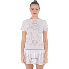 Starship Doodle - Space Elements Drop Hem Mini Chiffon Dress by ConteMonfrey