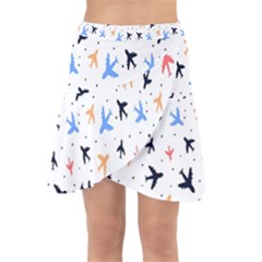 Sky Birds - Airplanes Wrap Front Skirt by ConteMonfrey