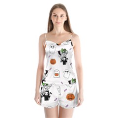 Halloween Jack O Lantern Vector Satin Pajamas Set by Ravend