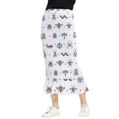 Insect Icon Seamless Pattern Maxi Fishtail Chiffon Skirt by Wegoenart