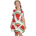 Watermelon Cuties White Kids  Short Sleeve Tiered Mini Dress View2