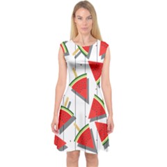 Watermelon Popsicle   Capsleeve Midi Dress by ConteMonfrey