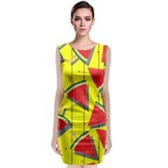 Yellow Watermelon Popsicle  Sleeveless Velvet Midi Dress by ConteMonfrey