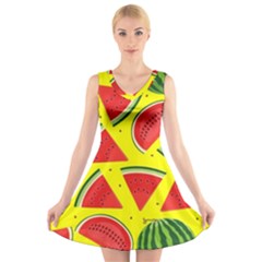 Yellow Watermelon   V-neck Sleeveless Dress by ConteMonfrey