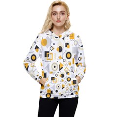 Flat-geometric-shapes-background Women s Lightweight Drawstring Hoodie by Wegoenart