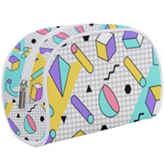 Tridimensional-pastel-shapes-background-memphis-style Make Up Case (large) by Wegoenart