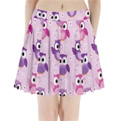 Seamless Cute Colourfull Owl Kids Pattern Pleated Mini Skirt by Wegoenart