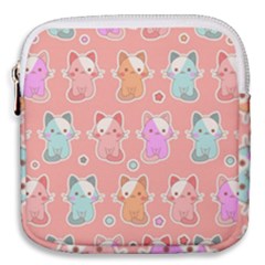 Cute Kawaii Kittens Seamless Pattern Mini Square Pouch by Wegoenart