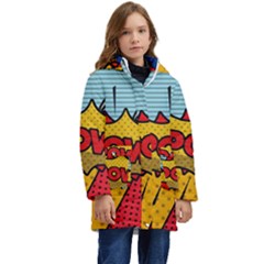 Pow Word Pop Art Style Expression Vector Kid s Hooded Longline Puffer Jacket by Wegoenart