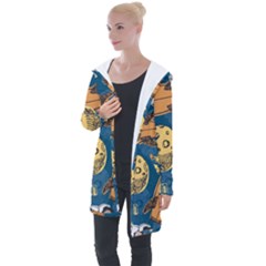 Missile Pattern Longline Hooded Cardigan by Wegoenart