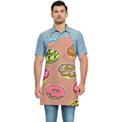 Doughnut Doodle Colorful Seamless Pattern Kitchen Apron by Wegoenart