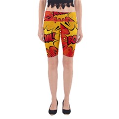 Explosion Boom Pop Art Style Yoga Cropped Leggings by Wegoenart