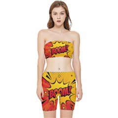 Explosion Boom Pop Art Style Stretch Shorts And Tube Top Set by Wegoenart