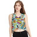 Comic Elements Colorful Seamless Pattern V-Neck Cropped Tank Top View1