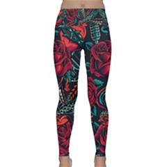 Vintage Flash Tattoos Designs Seamless Pattern Lightweight Velour Classic Yoga Leggings by Wegoenart