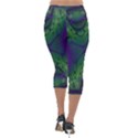 Abstract Fractal Art Pattern Lightweight Velour Capri Leggings  View2