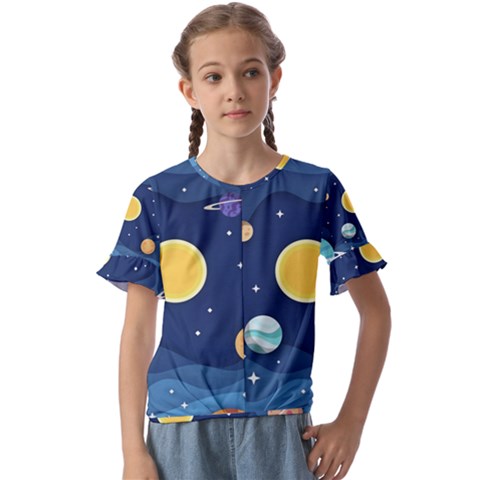 Galaxy Background Kids  Cuff Sleeve Scrunch Bottom Tee by danenraven