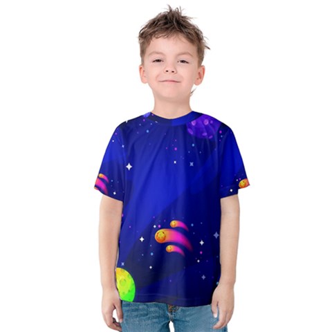 Artistic Space Planet Kids  Cotton Tee by danenraven