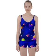 Artistic Space Planet Tie Front Two Piece Tankini by danenraven