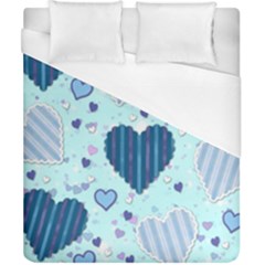 Hearts Pattern Paper Wallpaper Blue Background Duvet Cover (california King Size) by Wegoenart