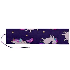 Fantasy Fat Unicorn Horse-pattern Fabric Design Roll Up Canvas Pencil Holder (l) by Wegoenart