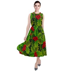 Illustration Christmas Xmas Background Round Neck Boho Dress by Wegoenart