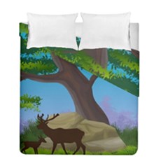 Nature Background Illustration Landscape Duvet Cover Double Side (full/ Double Size) by Wegoenart