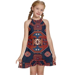 Armenian Old Carpet  Kids  Halter Collar Waist Tie Chiffon Dress by Gohar