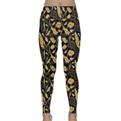 Natura Premium Golden Leaves Lightweight Velour Classic Yoga Leggings by ConteMonfrey